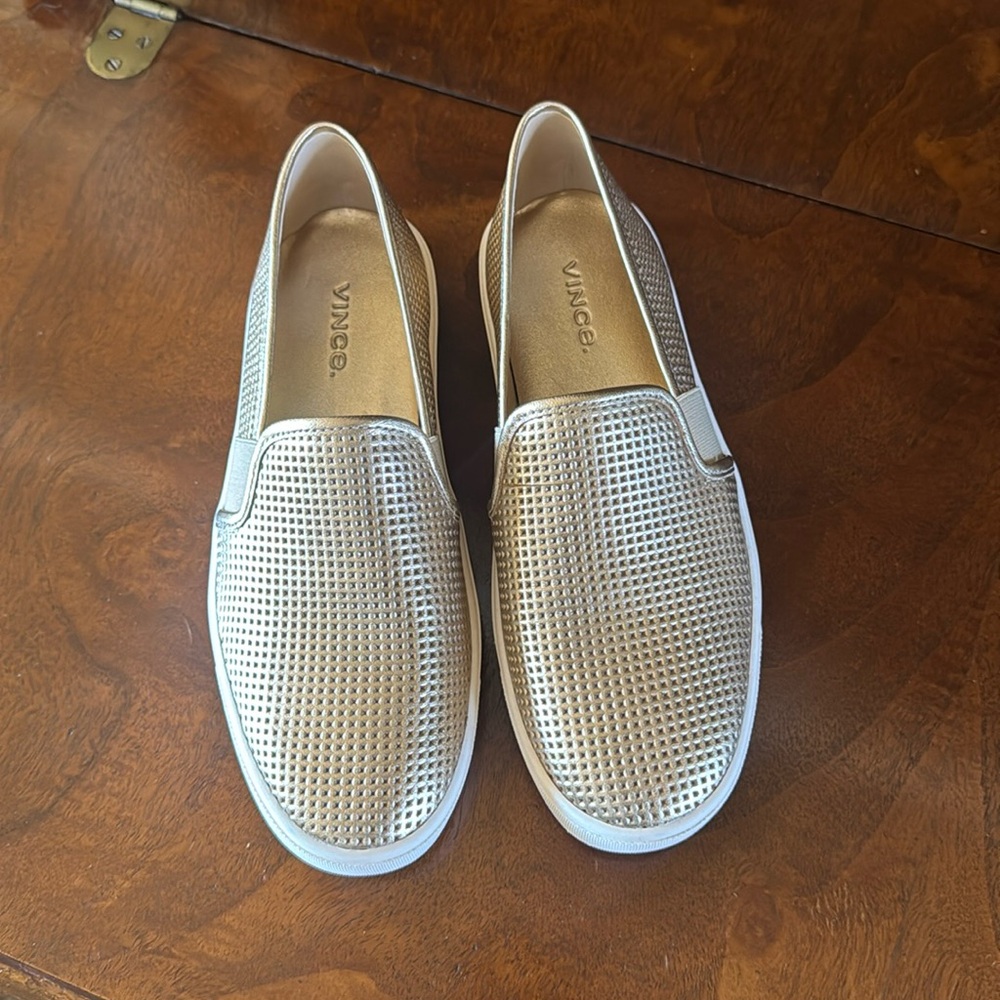 VINCE "Blair" Leather Slip-On Loafers in Champagne - Brand New!